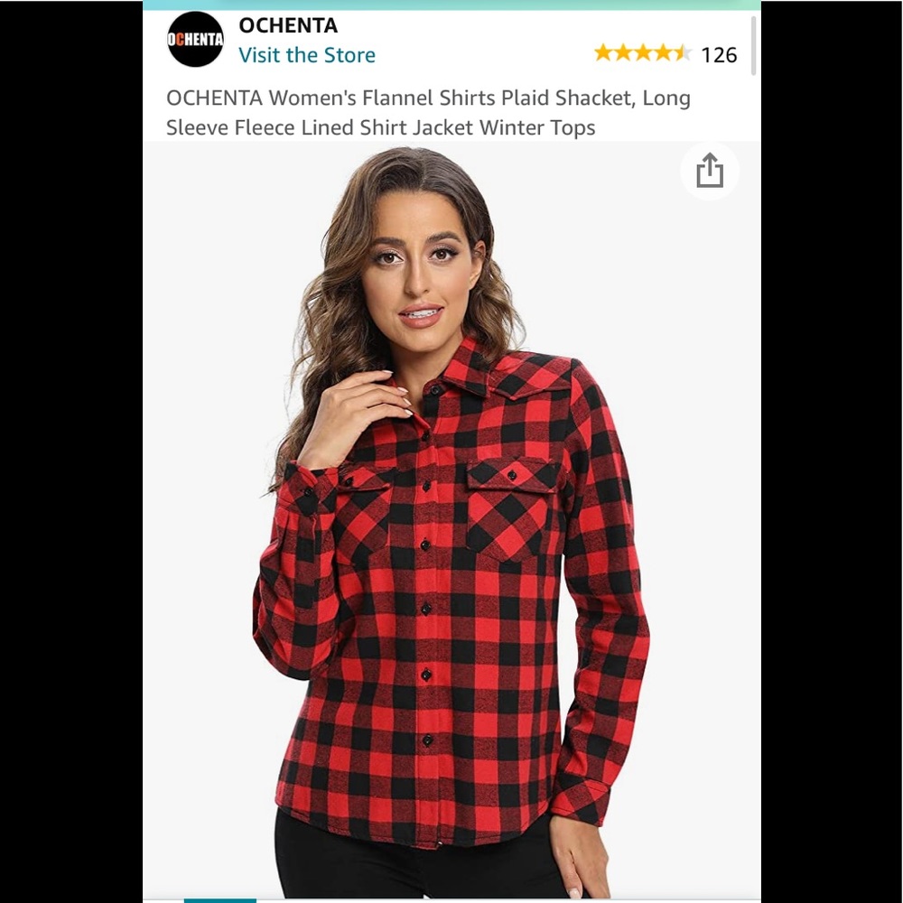 Fleece-lined Red and Black Fitted Flannel- sz M